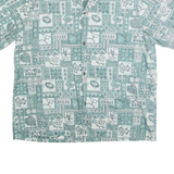ROYAL CREATIONS Mens Green & White Pattern Cotton Short Sleeve 2XL Shirt Casual