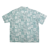 ROYAL CREATIONS Mens Green & White Pattern Cotton Short Sleeve 2XL Shirt Casual