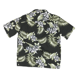 ALPHA REPUBLIC Mens Black Green Floral Print Hawaiian Shirt L Cotton Blend