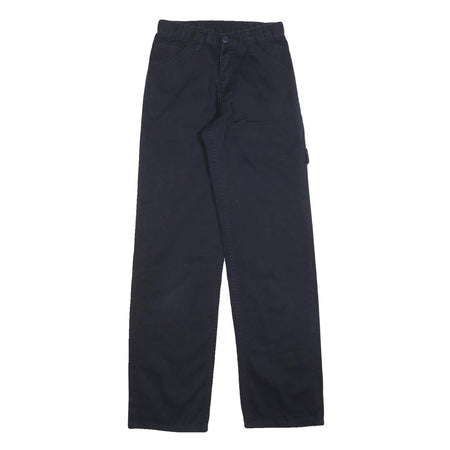 J GALT Womens Cotton Blend Navy Regular Fit Straight Leg Trousers W26 L32