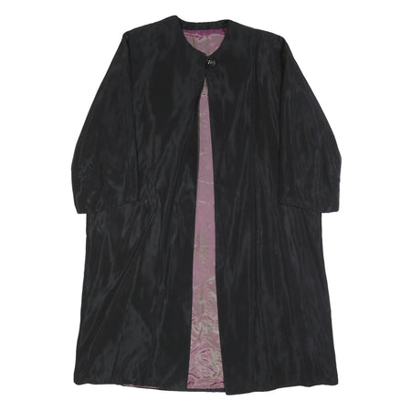 Womens Black Button Polyester Blend Classic Jacket L Plain Button Closure