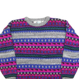 PERSPECTIVE Womens Grey & Pink Patterned Pullover Jumper Cable Knit S Stylish