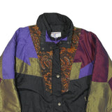 ISPO Womens Black & Purple Paisley Panel Zip Jacket L Polyester Blend Vintage