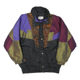 ISPO Womens Black & Purple Paisley Panel Zip Jacket L Polyester Blend Vintage