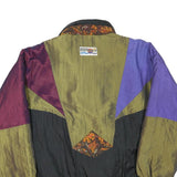 ISPO Womens Black & Purple Paisley Panel Zip Jacket L Polyester Blend Vintage