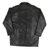 Womens Black Faux Leather Button Jacket XL Woven Leaf Pattern Button Closure