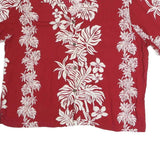 BISHOP ST Womens Red Floral Cotton Blend Shirt Short Sleeve Collared XL Casual