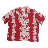 BISHOP ST Womens Red Floral Cotton Blend Shirt Short Sleeve Collared XL Casual