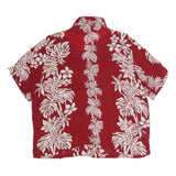 BISHOP ST Womens Red Floral Cotton Blend Shirt Short Sleeve Collared XL Casual