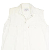 BALLON CLUB & CO Womens White Sleeveless Shirt Button Neck Top L Cotton Blend