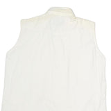 BALLON CLUB & CO Womens White Sleeveless Shirt Button Neck Top L Cotton Blend
