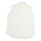 BALLON CLUB & CO Womens White Sleeveless Shirt Button Neck Top L Cotton Blend