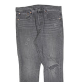 LEVI'S 501S Mens Jeans Black Slim Straight Denim Medium W32 L28 Distressed