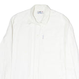 WENET Mens White Cotton Regular Fit Shirt M Casual Long Sleeve Button Closure