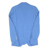 Womens Blue Button Jacket S Cotton Blend Classic Tailored Plain Elegant Style