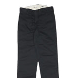 DICKIES Mens Cotton Blend Black Slim Tapered Trousers W27 L30 Workwear Durable