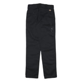 DICKIES Mens Cotton Blend Black Slim Tapered Trousers W27 L30 Workwear Durable
