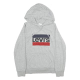 LEVI'S Mens Grey Hoodie S Cotton Pullover Casual Logo Print Drawstring