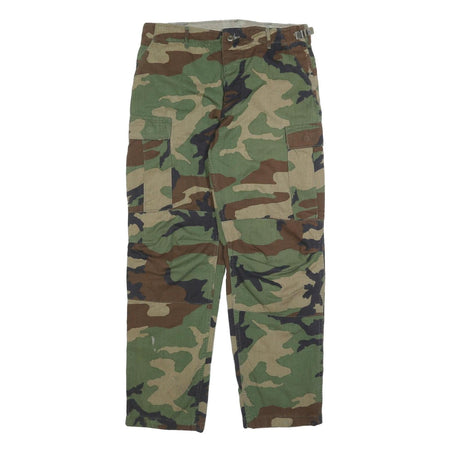 Mens Camouflage Cotton Blend Regular Fit Cargo Trousers W33 L30 Utility Style