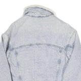 LEVI'S Womens Blue White Sherpa Collar Denim Jacket XS Cotton Blend Button