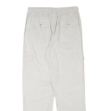 NH Mens Cotton Blend White Regular Fit Cargo Trousers W30 L30 Drawstring Waist