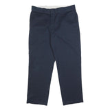 DICKIES Mens Cotton Blend Navy Regular Straight Trousers W36 L28 Workwear Casual