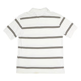 TOMMY HILFIGER Mens White & Brown Striped Cotton Short Sleeve Polo Shirt L