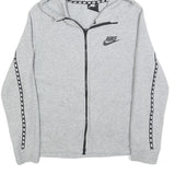 NIKE Womens Grey Hoodie L Cotton Blend Full Zip Grey Hoodie with Logo Tape