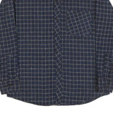 Mens Blue Check Cotton Shirt L Casual Long Sleeve Button Collar Pocket