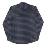 Mens Blue Check Cotton Shirt L Casual Long Sleeve Button Collar Pocket