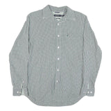 NAUTICA Mens Green & White Checked Shirt M Classic Cotton Blend Long Sleeve