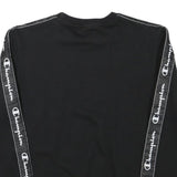 CHAMPION Mens Black Crew Neck XS Logo Tape Sweatshirt Polyester Blend