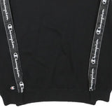 CHAMPION Mens Black Crew Neck XS Logo Tape Sweatshirt Polyester Blend