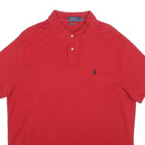 POLO RALPH LAUREN Mens Red Short Sleeve Plain Polo Shirt L Cotton Blend Casual