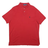 POLO RALPH LAUREN Mens Red Short Sleeve Plain Polo Shirt L Cotton Blend Casual
