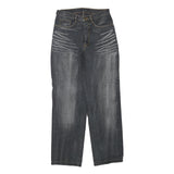 Womens Regular Fit Cotton Blend Denim Grey Jeans W28 L31 Floral Back Pockets Zip