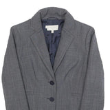 HOBBS LONDON Womens Grey Wool Blend Tailored Jacket UK 8 Plain Button Closure