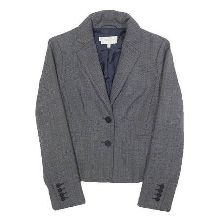 HOBBS LONDON Womens Grey Wool Blend Tailored Jacket UK 8 Plain Button Closure