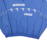 Mens Blue Cotton Blend Running Jeans V-Neck Sweatshirt M Casual Pullover