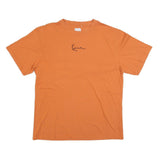 KARL KANI Mens Orange Cotton Blend T-Shirt L Short Sleeve Crew Neck Minimal Logo