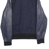 ZARA Mens Navy Blue Wool Blend Bomber Jacket M Leather Sleeves Zip Fastening