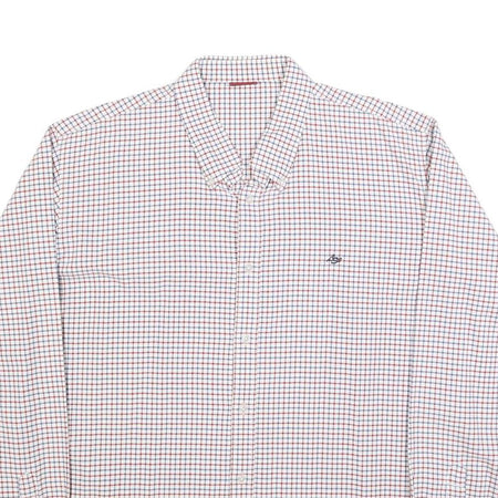 LEVI'S Mens White & Blue Checked Shirt 2XL Cotton Blend Casual Long Sleeve