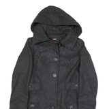 MISS 60 Womens Grey Button Jacket XS Cotton Blend Hooded Pleated