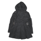 MISS 60 Womens Grey Button Jacket XS Cotton Blend Hooded Pleated
