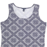 TOMMY HILFIGER Womens Blue Printed Sleeveless Scoop Neck Top XL Cotton Blend