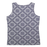 TOMMY HILFIGER Womens Blue Printed Sleeveless Scoop Neck Top XL Cotton Blend