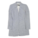 ZARA Womens Grey Linen Blend Button Jacket S Tailored Classic Plain Lightweight