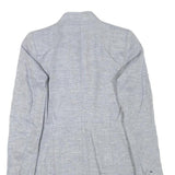 ZARA Womens Grey Linen Blend Button Jacket S Tailored Classic Plain Lightweight