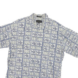 CROFT & BARROW Mens Blue Grey Patterned Shirt XL Cotton Blend Short Sleeve