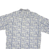 CROFT & BARROW Mens Blue Grey Patterned Shirt XL Cotton Blend Short Sleeve